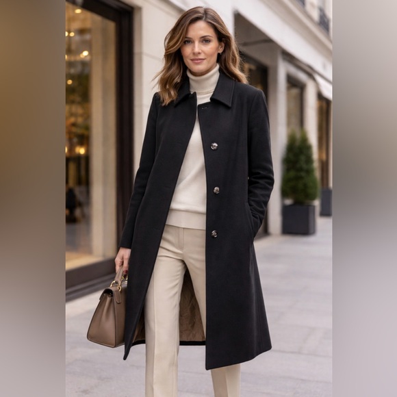 Loro Piana Jackets & Blazers - Loro Piana Size 44 Elegant Black Long Coat